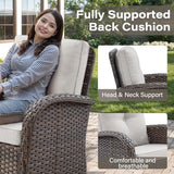 Patio Wicker Chairs Swivel Rocker – Outdoor Swivel Rocking Chairs Set of 2 with Rattan Side Table, Patio Swivel Glider Chair 3 Piece Patio Furniture Sets for Deck Porch Pool Brown/Blue