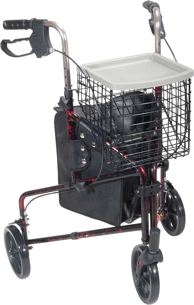 Drive Medical 10289RD Deluxe Foldable Rollator Walker, Black/Red