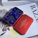 Sharp Edge Resin DND Dice Set Handmade Quicksand Liquid 7 Pcs Polyhedral RPG Dice with Box for Dungeons and Dragons Gifts D and D Role Playing Dice Games (Styles 12 Quicksand Blue)
